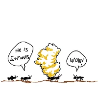 ant carrying giant crumb