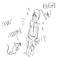 knight afraid of mouse