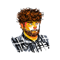 Detailed colourful portrait created during Paint Your Partner