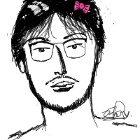 Bold black line portrait with glasses