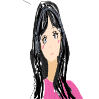 Anime-inspired portrait with long black hair