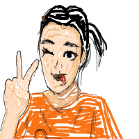 Expressive hand-drawn portrait of a person wearing orange