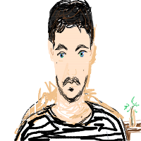Detailed hand-drawn portrait of a person in a striped shirt