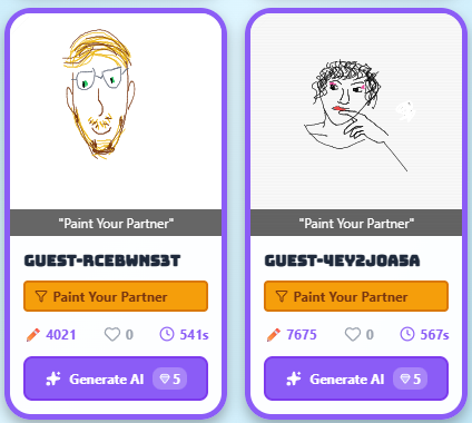 Paint Your Partner - both portraits revealed side by side