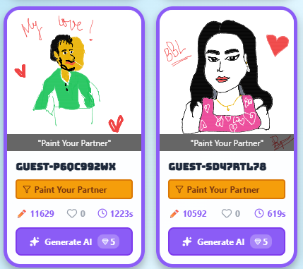 Couple's drawing challenge results - Paint Your Partner game