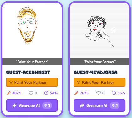 Couple drawing each other - Paint Your Partner date night results