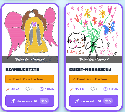 Paint Your Partner challenge - real couple's drawing results